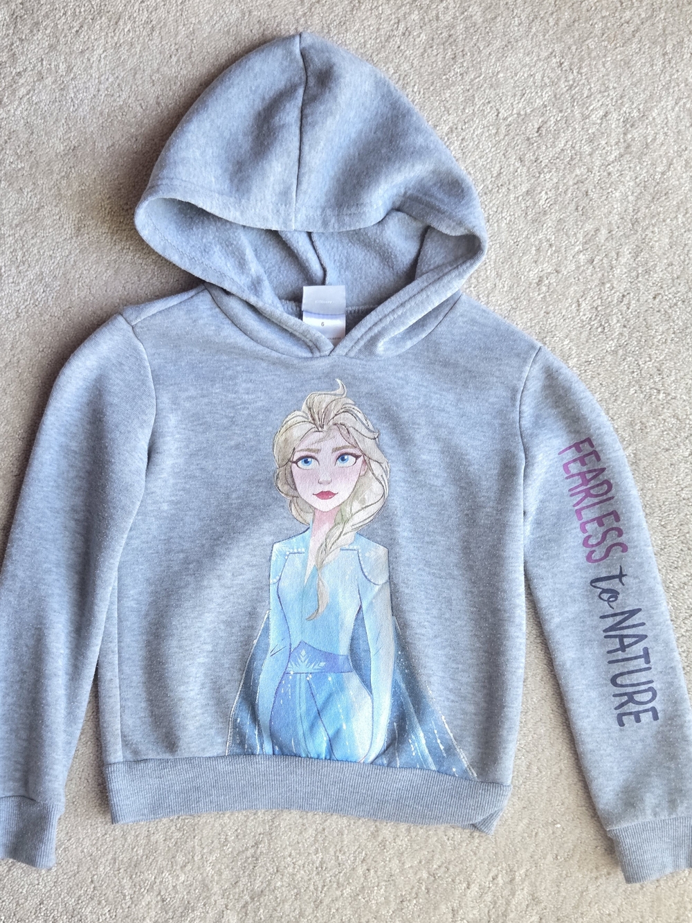 Disney Gray Girls' Frozen Elsa Hooded Sweatshirt with Blue Graphic